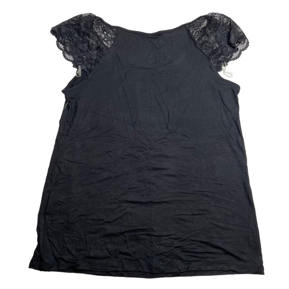 Charter Club Intimates Macy's Lace Trim Pajama Top Classic Black XS New - Picture 6 of 6